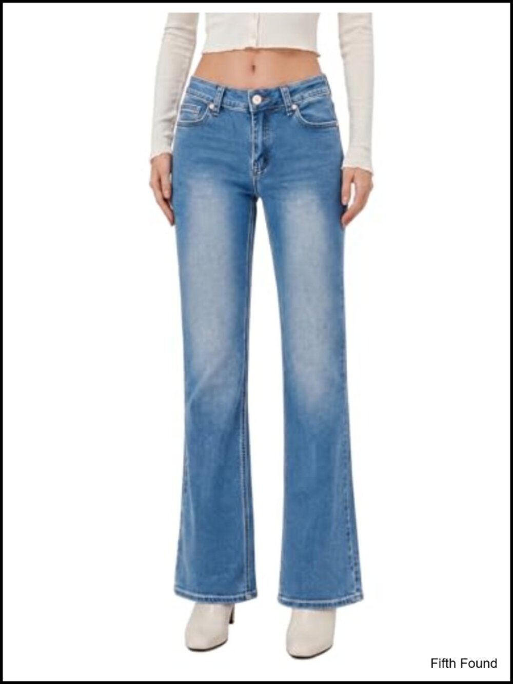 Womens Low Rise Flare Bootcut Jeans Stretch Denim Pants with Pockets